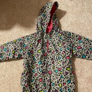 Western Chief Gray Kids Raincoat with Colorful Hearts